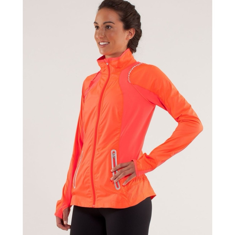 Lululemon Nothin' but Run‎ Reflective Jacket Flare Running Yoga Orange 8